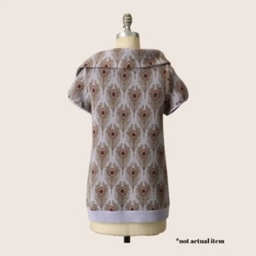 🪻 ANTHRO x MOTH FUNNELED FOLDS CARDIGAN SWEATER VEST PEACOCK ASYMMETRICAL SMALL - Picture 4 of 8